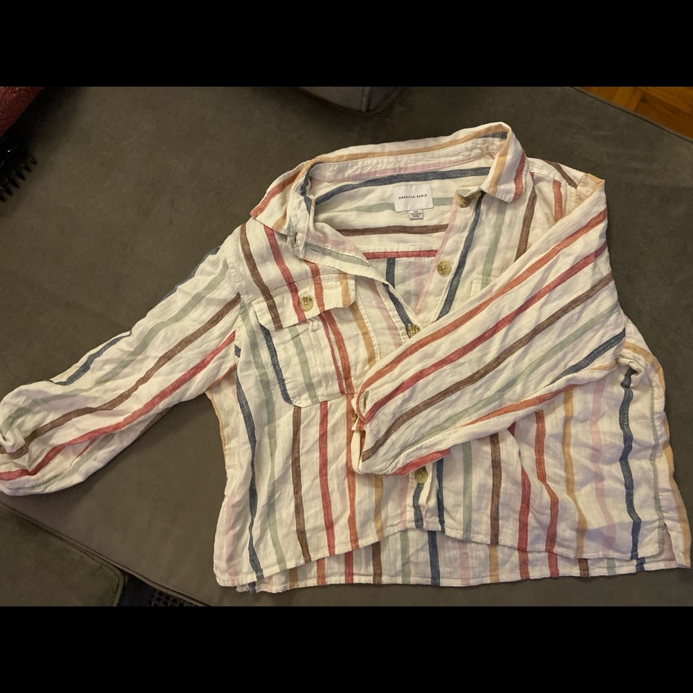 Striped long sleeve button down